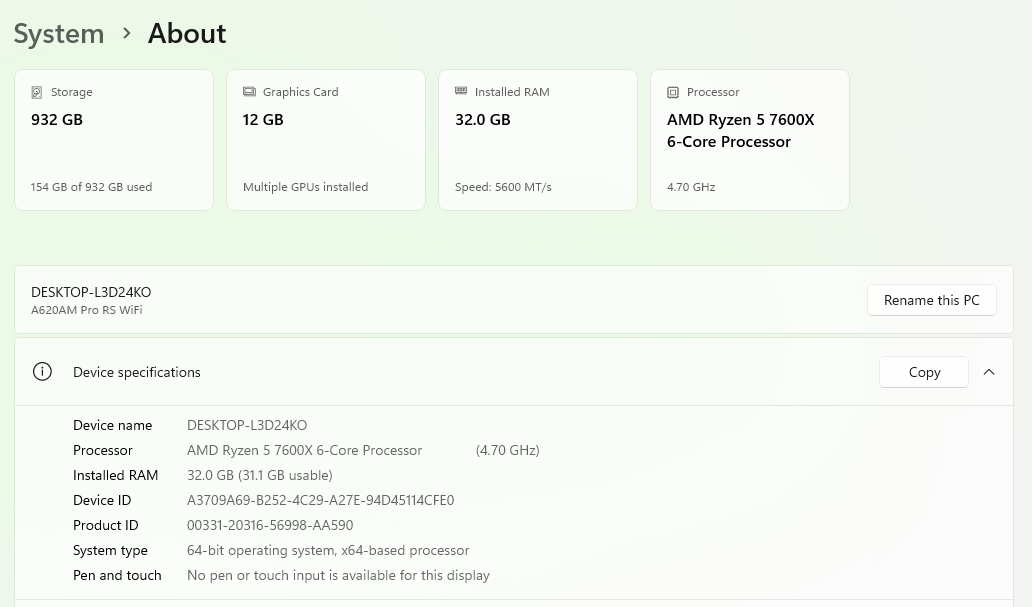 Gaming PC Ryzen 5 7600X 4.70GHZ, 32GB, 1TB SSD, RTX 4070 12GB