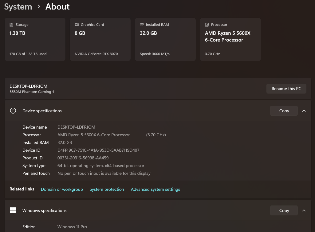 Gaming PC Ryzen 5 5600X 3.70GHz, 32GB, 512GB SSD + 1TB SSD, RTX 3070 8GB